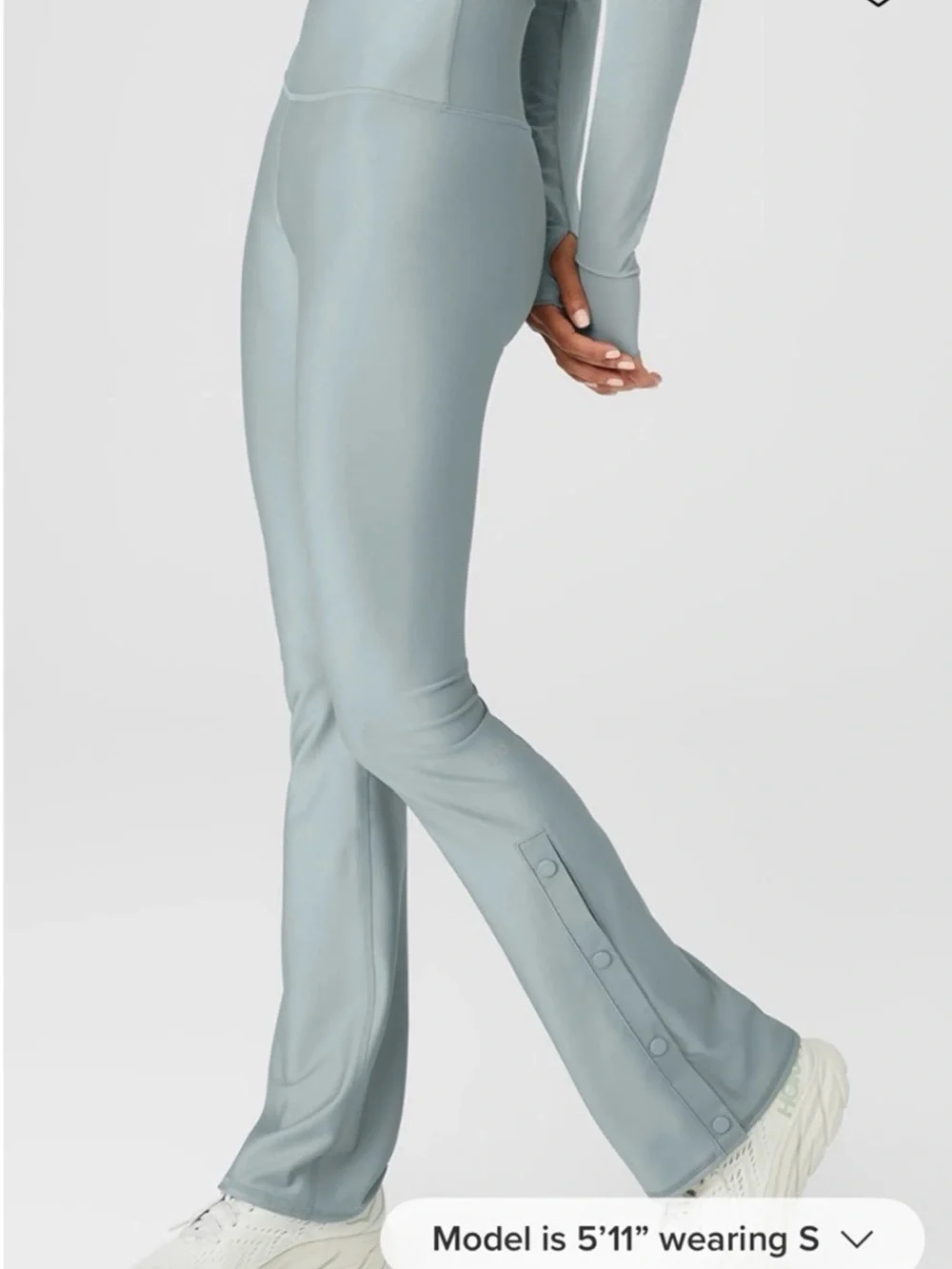 women’s ALO Light Blue/ cosmic gray flare leggings